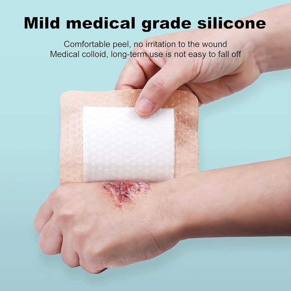 Silicone Foam Dressing 3x3 Gentle Border, Super Absorbent Wound Dressing, Bed Sore Patches, Waterproof Silicone Bandages for Wounds Care, Self Adhesive Pressure Sore Pads (30) - Image 4