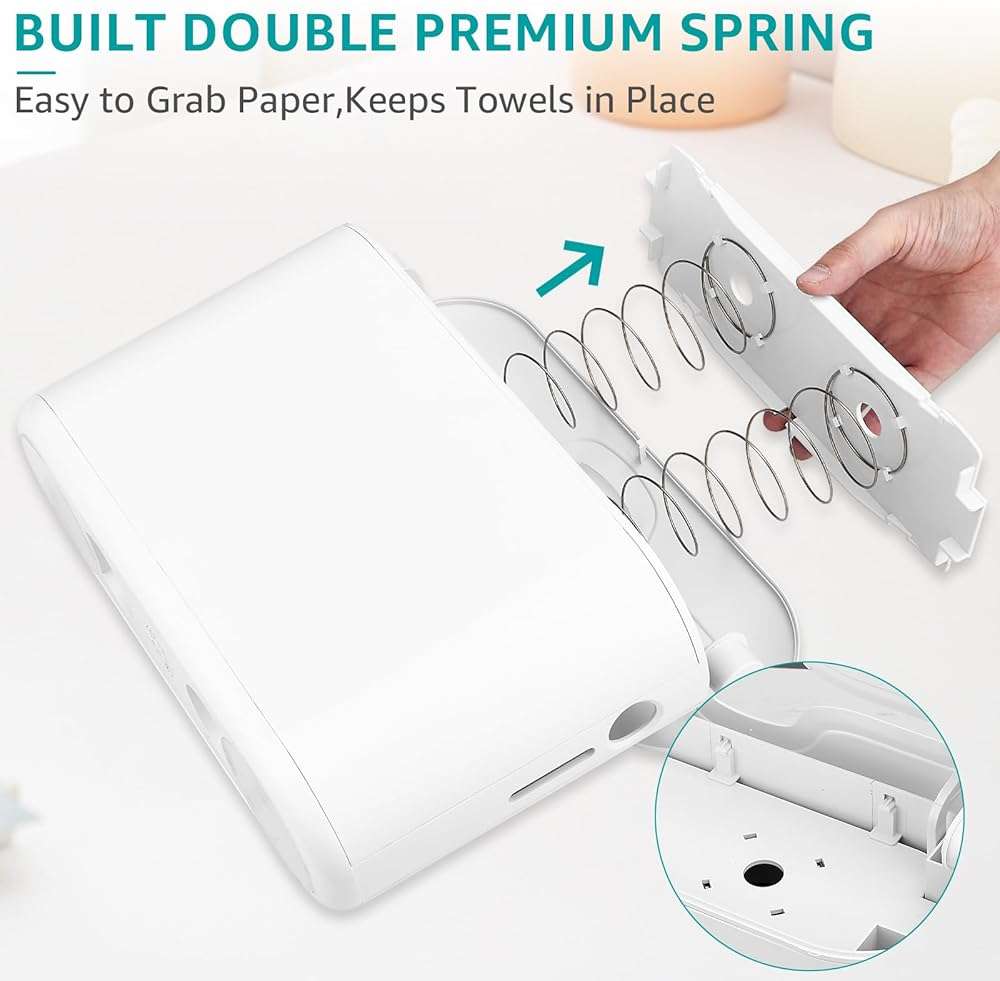Paper Towel Holder Countertop, Commercial Paper Towel Dispenser, Multifold Trifold Z-Fold Paper Towel Dispenser, Hand Towel Dispenser, Napkin Holder Dispenser for Home Kitchen Restaurant (White-M) - Image 3