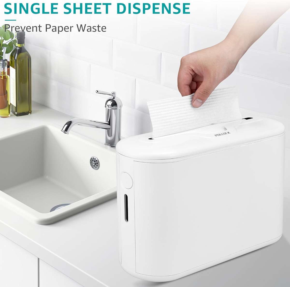Paper Towel Holder Countertop, Commercial Paper Towel Dispenser, Multifold Trifold Z-Fold Paper Towel Dispenser, Hand Towel Dispenser, Napkin Holder Dispenser for Home Kitchen Restaurant (White-M) - Image 6