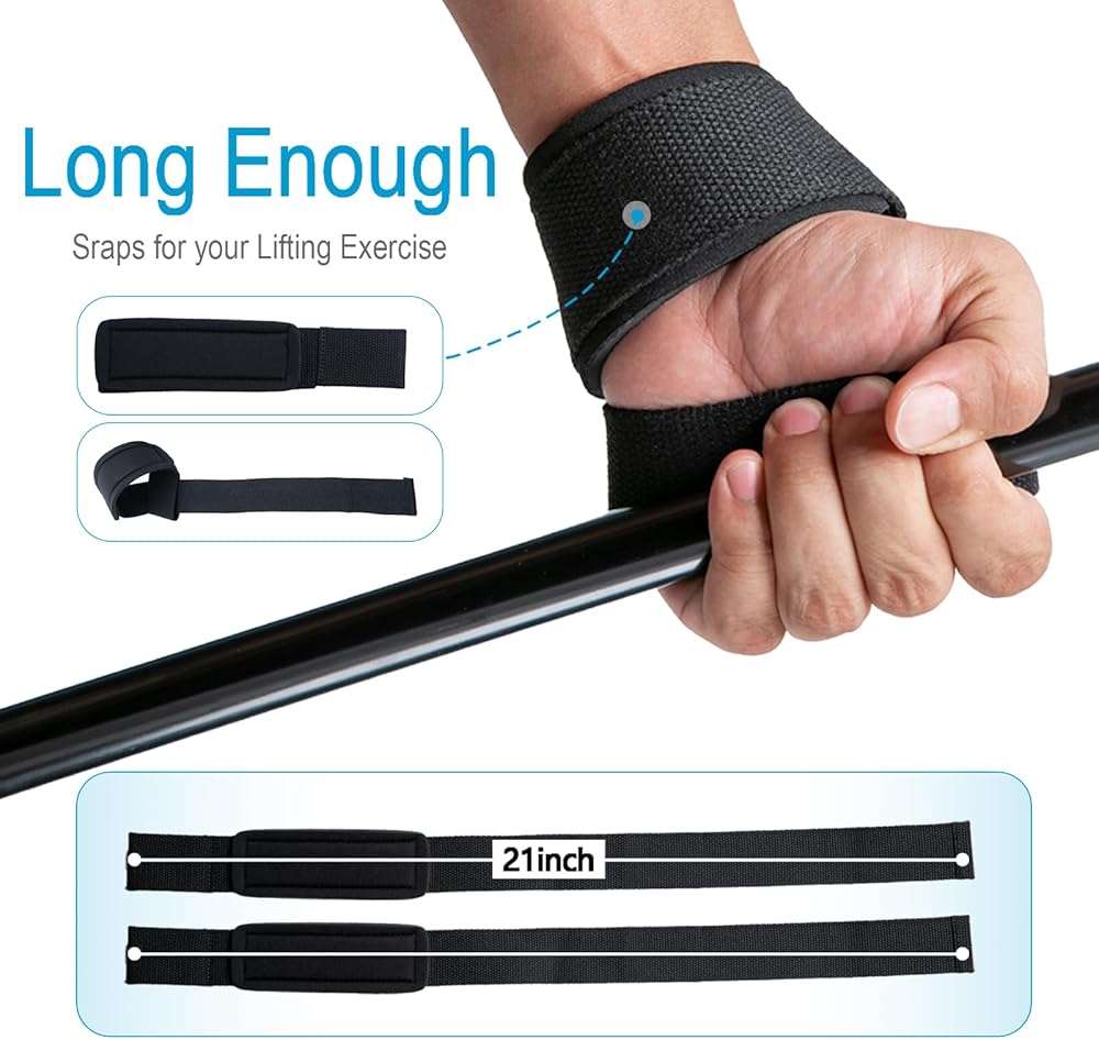GSFOVOP Lifting Wrist Straps for Weightlifting, Deadlifts, Strength Training, Gym Workout, Soft Cotton Wrist Wraps with Neoprene-Padded Support, Premium Strap for Men & Women - Image 2
