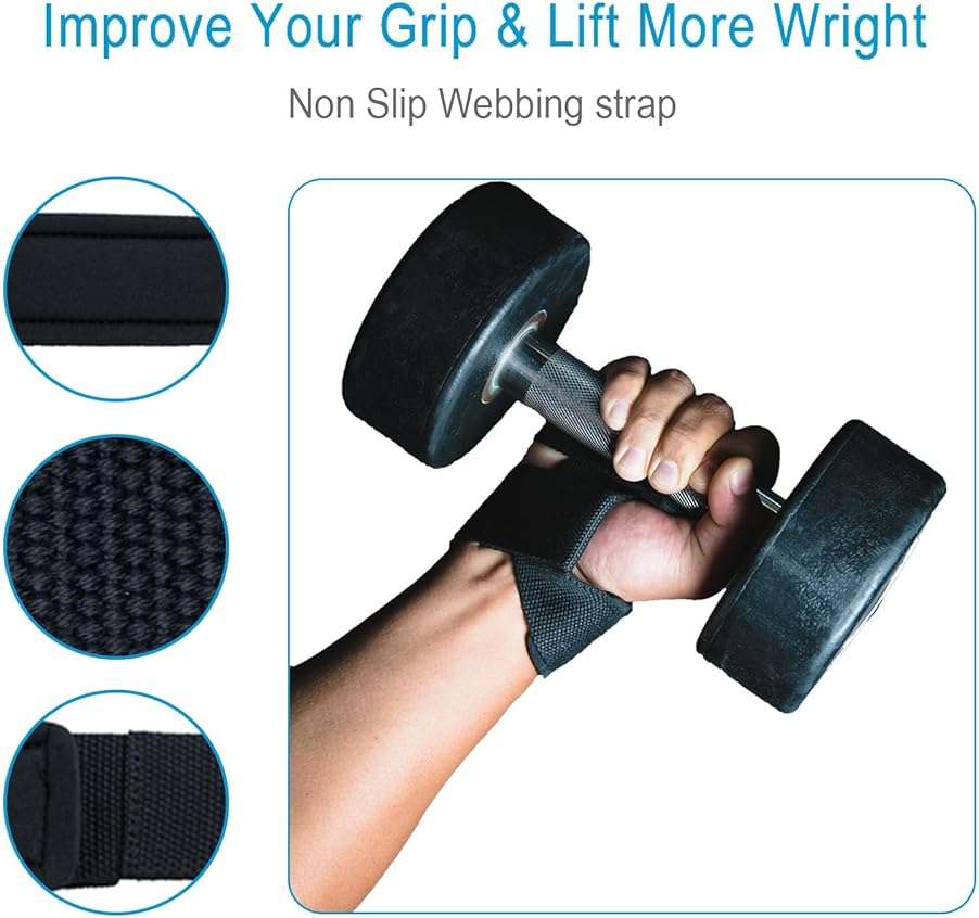 GSFOVOP Lifting Wrist Straps for Weightlifting, Deadlifts, Strength Training, Gym Workout, Soft Cotton Wrist Wraps with Neoprene-Padded Support, Premium Strap for Men & Women - Image 3