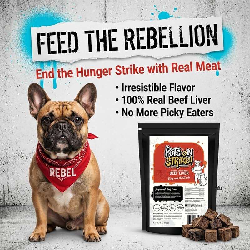 PETS ON STRIKE Freeze Dried Beef Liver for Dogs & Cats (18oz) – Single Ingredient Dog Treats – USA Sourced & Made – High Protein, All Natural, Grain Free – Raw Freeze-Dried Training Treats - Image 2