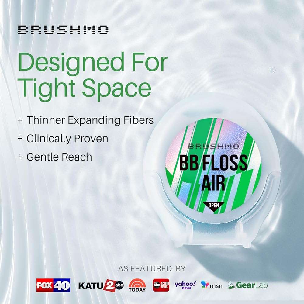 Brushmo Black Floss Air (BB Floss Air) - Ultra Soft & Thin Expanding Gum-Friendly Soothing Mint Dental Floss, Natural Wax Helps Remove Plaque from Teeth, US-Dentist Designed PTFE & PFAS Free, 55 yd - Image 2