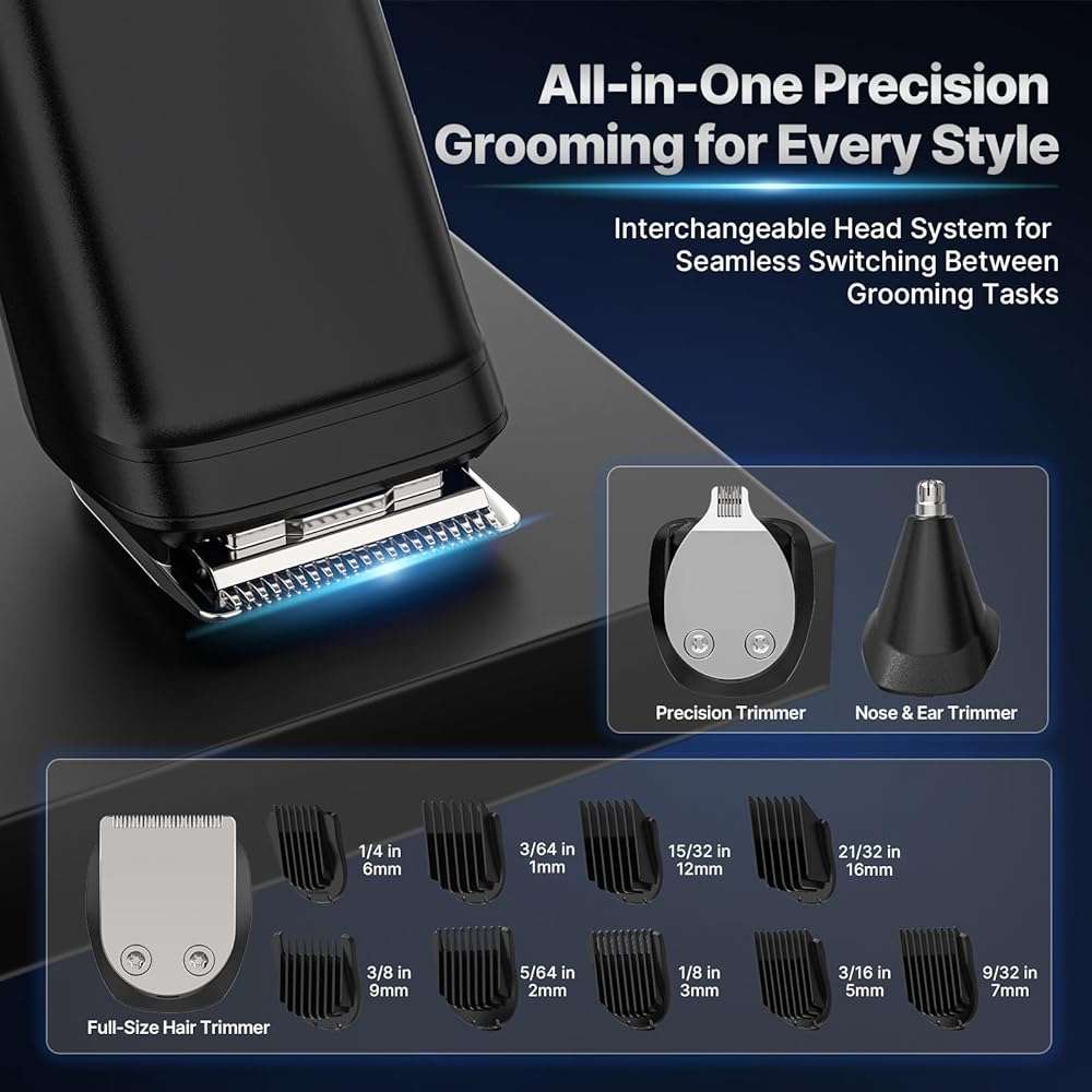 Valano Beard Trimmer Hair Clippers for Men All-in-One Self-Sharpening Electric Men's Cordless Rechargeable Mustache Grooming Kit Gift for Ear Nose Body Public - Image 2
