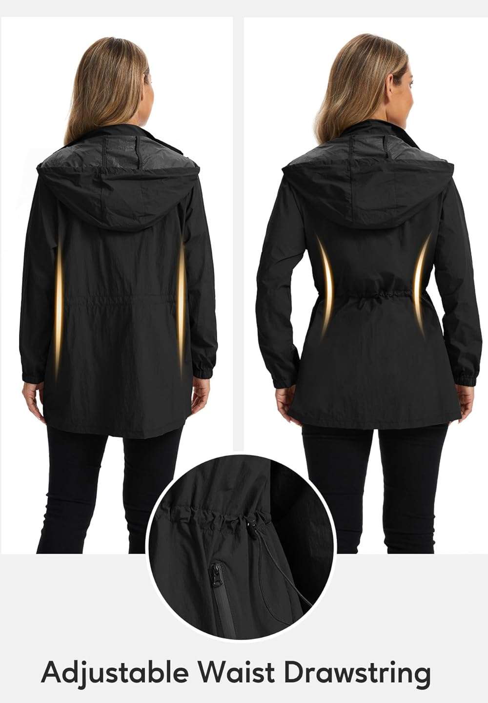 Zando Lightweight Rain Jacket Women Waterproof - Packable Windbreaker Jacket Raincoats for Women with Hood for Travel Outdoor - Image 4
