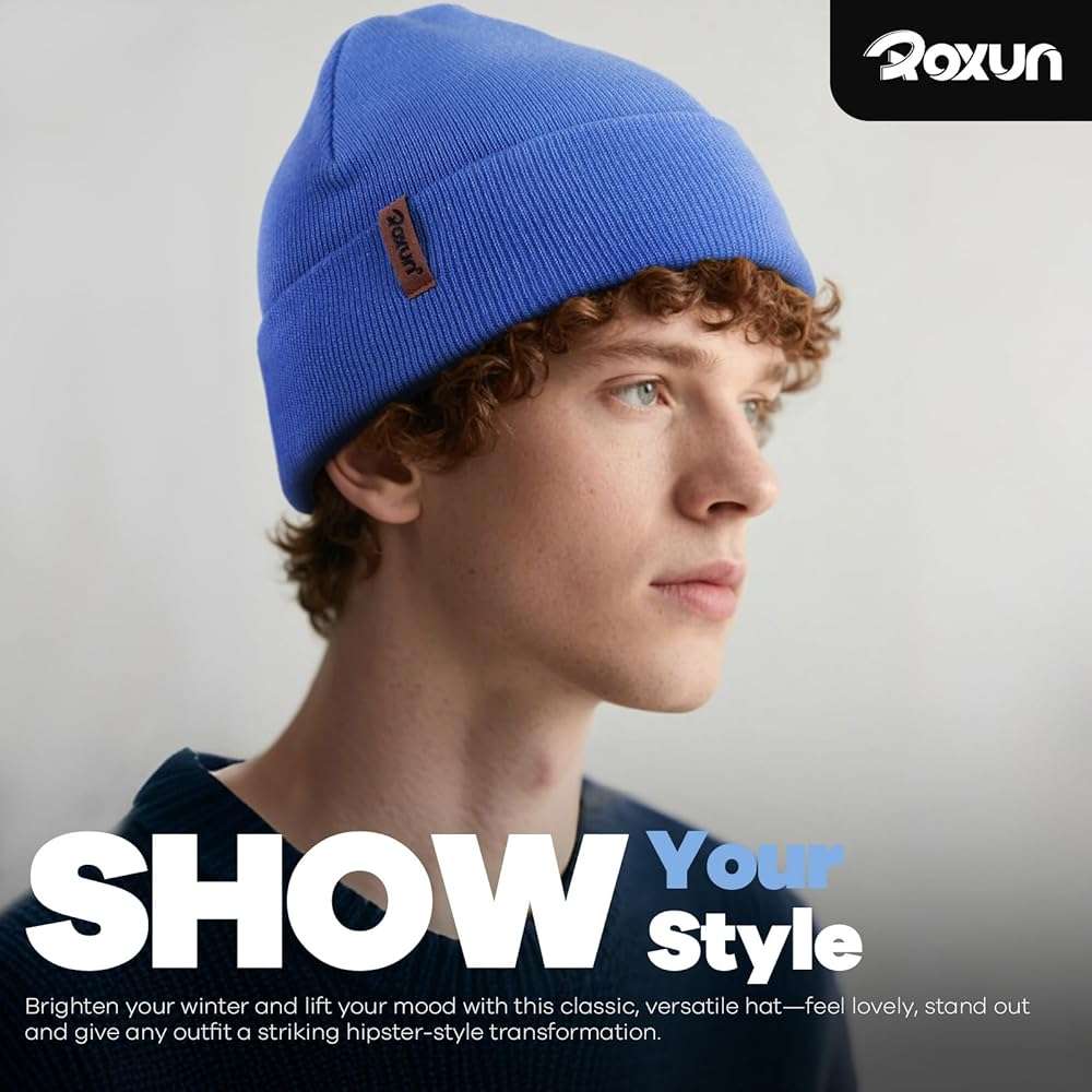 ROXUN Beanie for Men/Women Winter Hat Knit Cuffed Soft Warm Unisex Skull Stocking Cap - Image 4