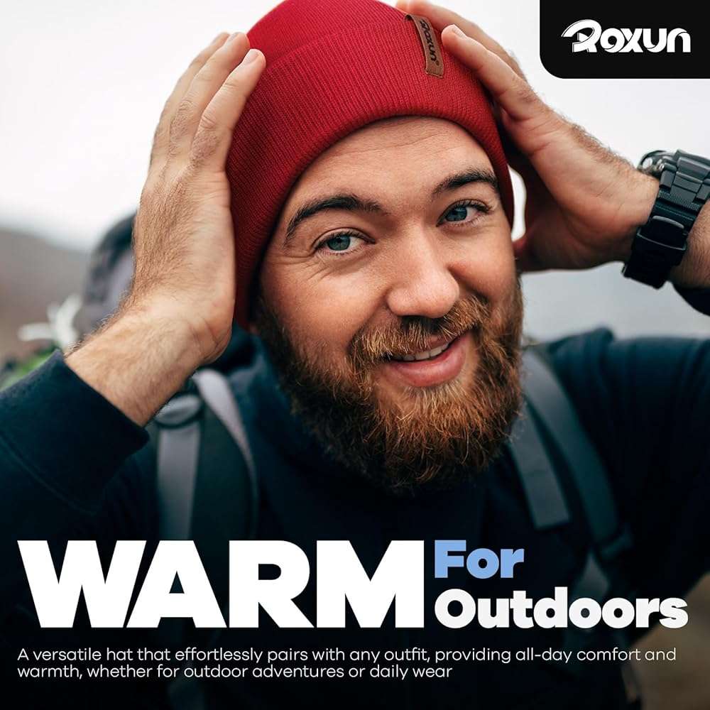ROXUN Beanie for Men/Women Winter Hat Knit Cuffed Soft Warm Unisex Skull Stocking Cap - Image 5