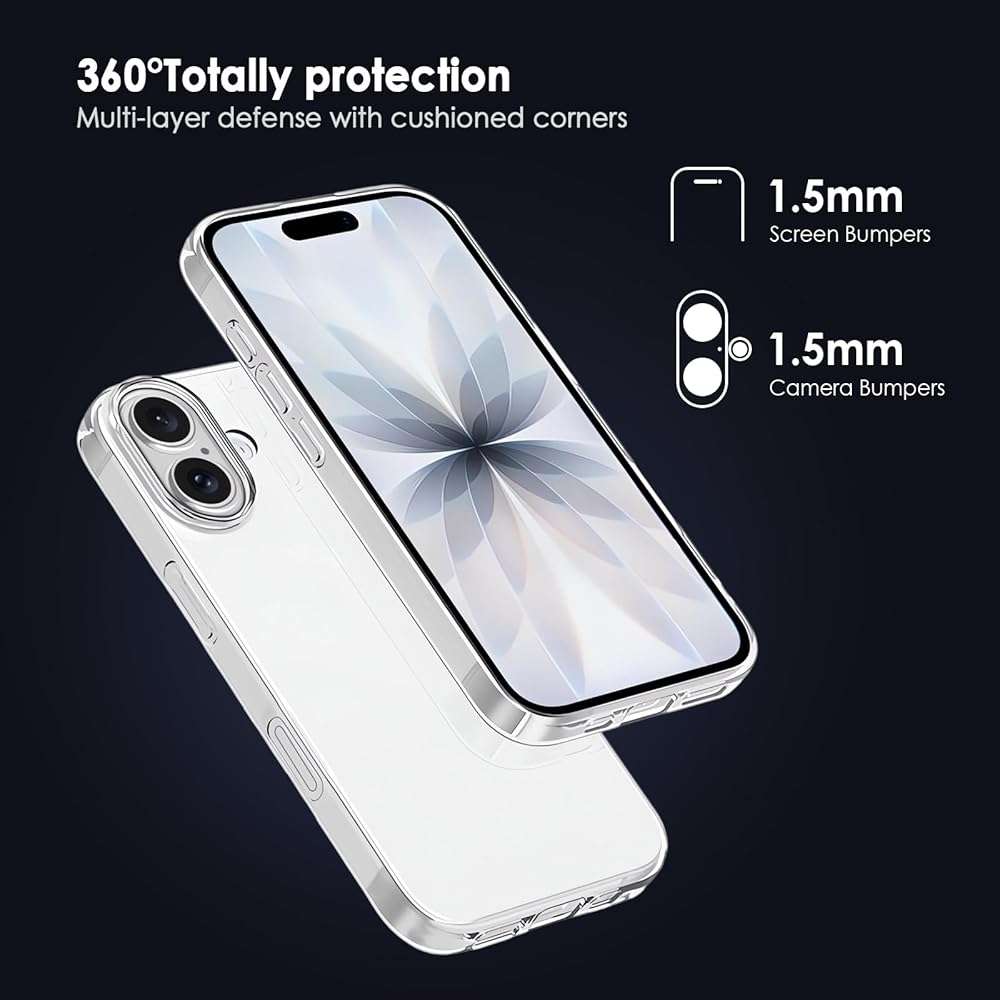 TENOC Phone Case Compatible with iPhone 17, Clear Case Shockproof Protective Bumper Slim Cover for 6.3 Inch - Image 3