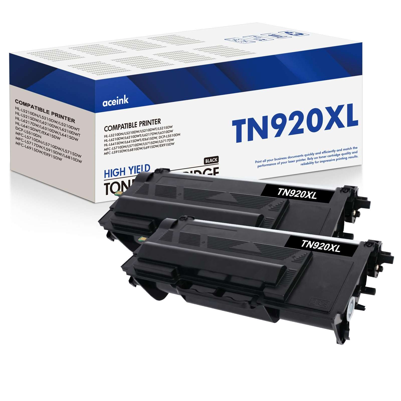 TN920XL TN920 HL-L6210DW Toner Cartridge for Brother Printer Compatioble for Brother TN920 TN920XL TN920UXXL TN920XXL TN 920 920XL 920XXL for HL-L5210DW HL-L5210DWT HL-L5210DN MFC-L5915DW 2 Pack Black - Image 1