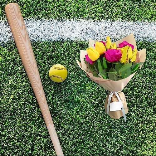JarThenaAMCS Softball Rose Bulk Hot Pink Rose Yellow Tulip Artificial Flowers Fake Floral Bouquets for Graduation Party Sports Theme Bouquet Gift Girl Coach Team Player Fan - Image 6