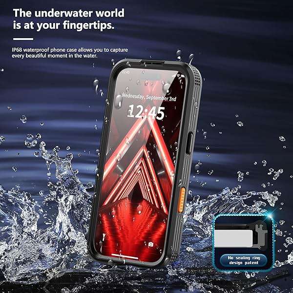 GOLDJU Magnetic for iPhone 17 Case-Waterproof, Built-in Screen & Camera Protector-IP68 Underwater Full Body 16FT Military Dropproof Shockproof Case for 17 6.3''- Black - Image 3