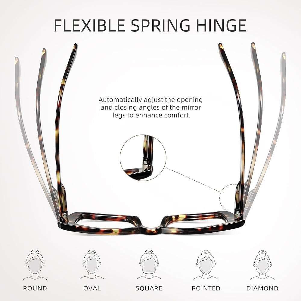 kunchu 3 Pack Reading Glasses for Women Oversized Square Reading Glasses Blue Light Blocking Spring Hinge Readers - Image 4