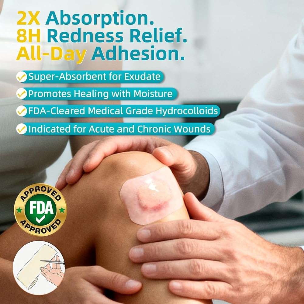 Dimora Medical Grade Hydrocolloid Bandage Roll (2in*16ft), Highly Absorbent Hydrocolloid Dressings for Wound Care, Burn, Blister, Pimple Patches for Acne Care, Waterproof & Cut to Size - Image 3