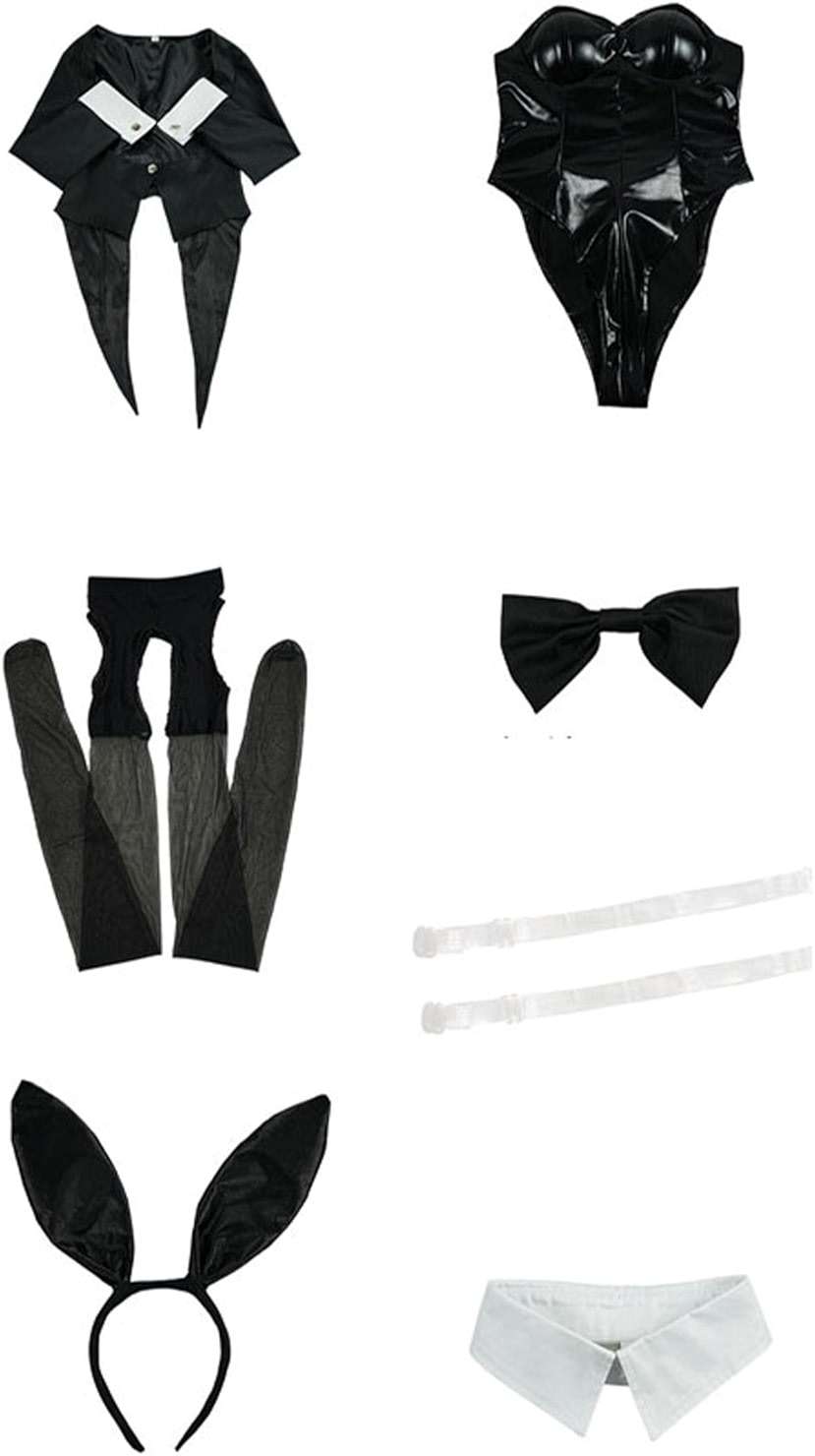Cosplay.fm Women Dress Up Cosplay Costume Black Bunny Bodysuit and Coat with Stockings and Bunny Ear Headband - Image 6