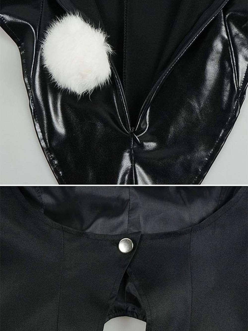 Cosplay.fm Women Dress Up Cosplay Costume Black Bunny Bodysuit and Coat with Stockings and Bunny Ear Headband - Image 7