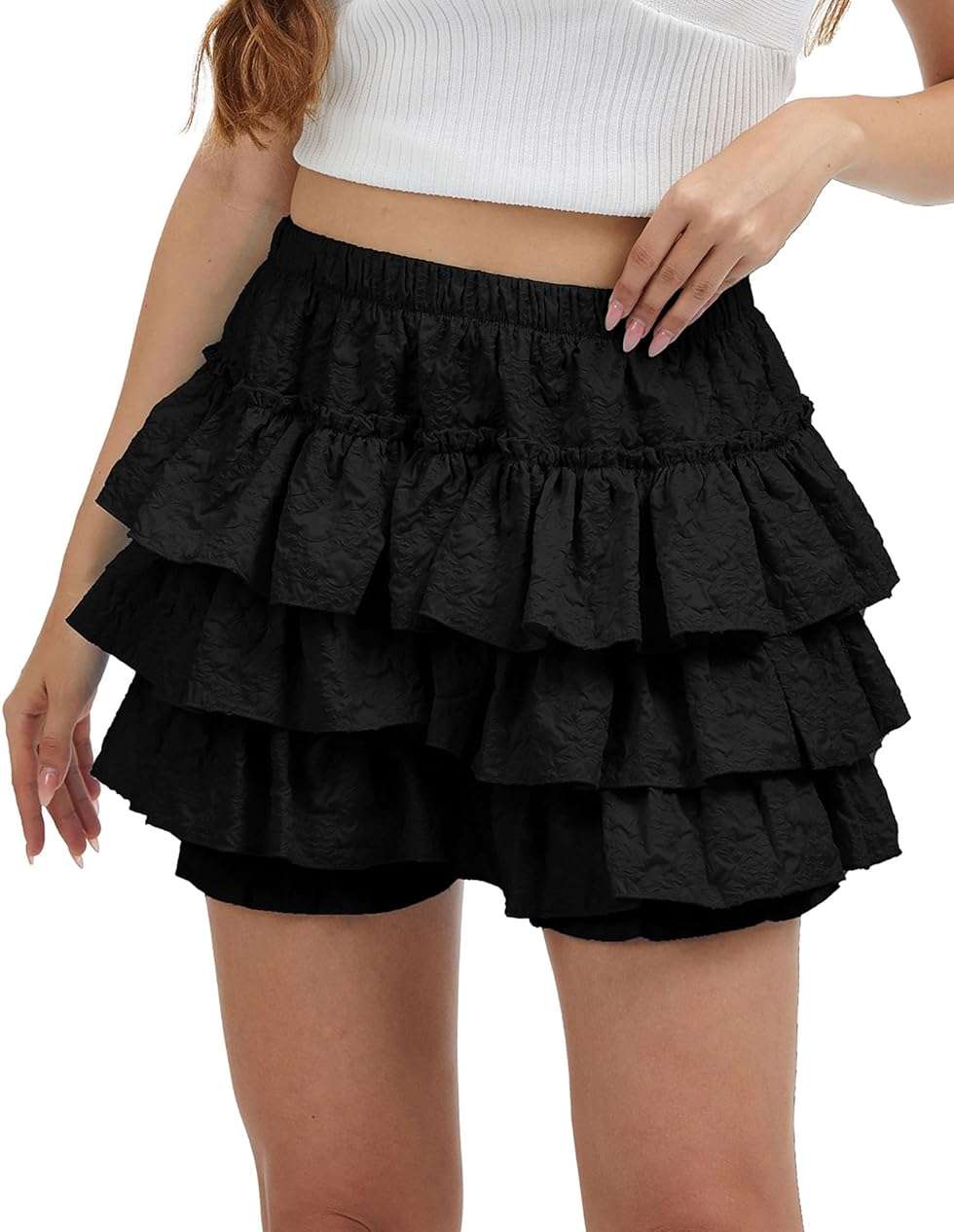 TSMNZMU Womens Ruffle Tiered Mini Skirt - Lolita Short Skirts with Shorts - Harajuku Clothes for Women - Image 2