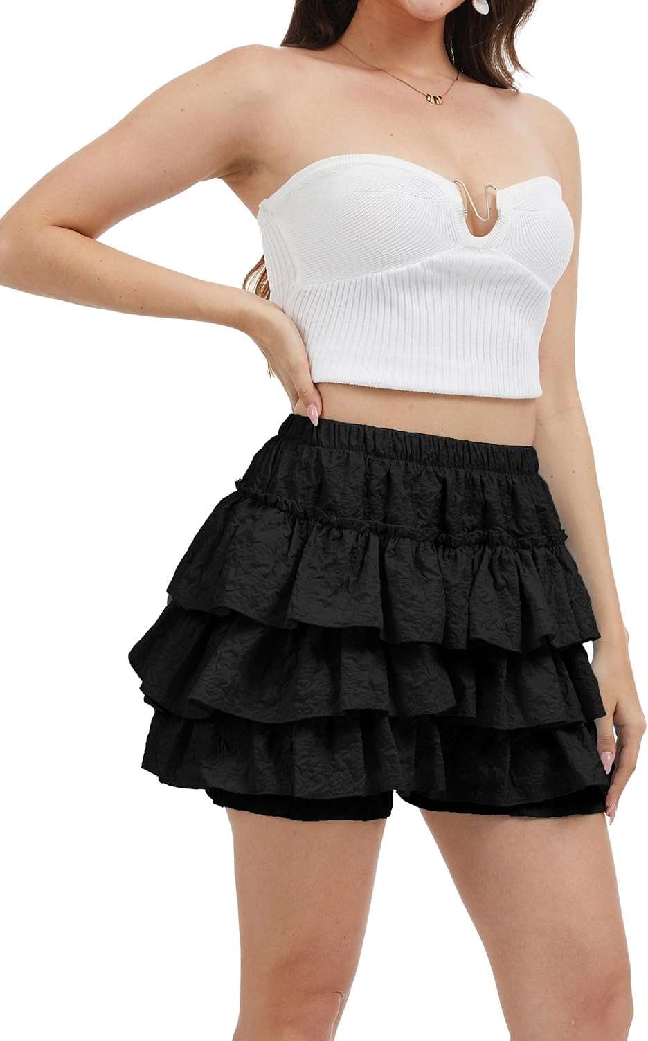 TSMNZMU Womens Ruffle Tiered Mini Skirt - Lolita Short Skirts with Shorts - Harajuku Clothes for Women - Image 4