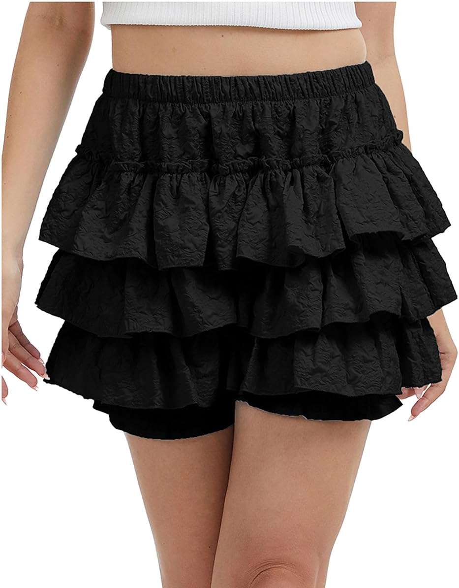 TSMNZMU Womens Ruffle Tiered Mini Skirt - Lolita Short Skirts with Shorts - Harajuku Clothes for Women - Image 5