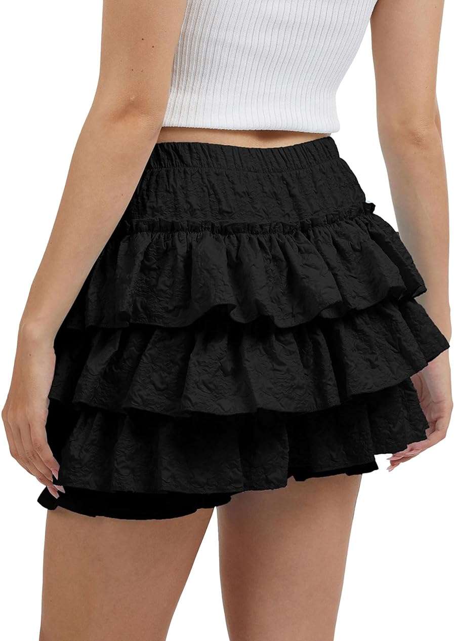 TSMNZMU Womens Ruffle Tiered Mini Skirt - Lolita Short Skirts with Shorts - Harajuku Clothes for Women - Image 6