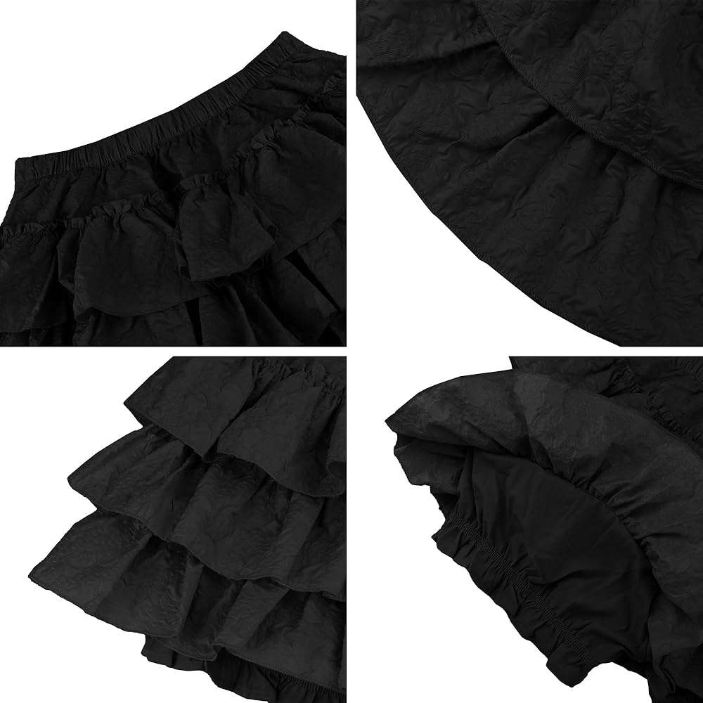 TSMNZMU Womens Ruffle Tiered Mini Skirt - Lolita Short Skirts with Shorts - Harajuku Clothes for Women - Image 7