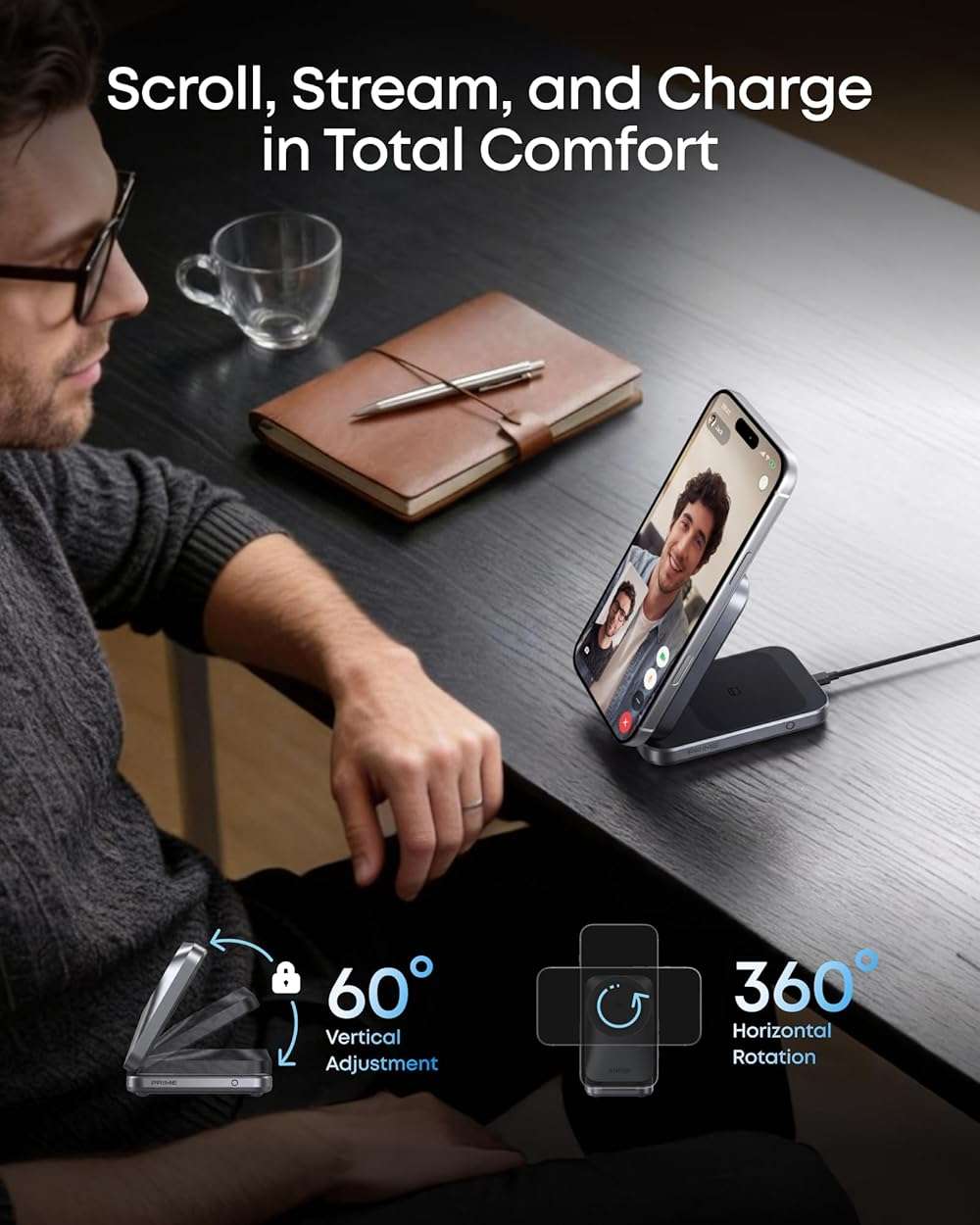 Anker Prime Foldable MagSafe Charger, 25W Qi2.2-Certified Palm-Sized Travel-Ready 3-in-1 Charging Station, AirCool Wireless Charger, for iPhone 17, Apple Watch, AirPods (Non-Battery, with Adapter) - Image 5