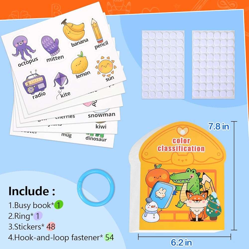 MUONE Montessori Busy Book Color Sorting Toys for Toddlers 2-4, Educational Preschool Learning Activities for Kids, Sensory Fine Motor Matching Games for 3 Year Old Boys Girls Gifts - Image 7