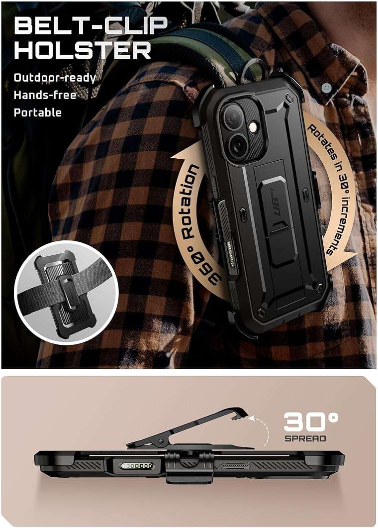 SUPCASE for iPhone 17 Case with Camera Control Button (Unicorn Beetle Pro), [Built-in Kickstand & Screen Protector] [Military-Grade Protection] Full Body Heavy Duty Phone Case, Black - Image 8