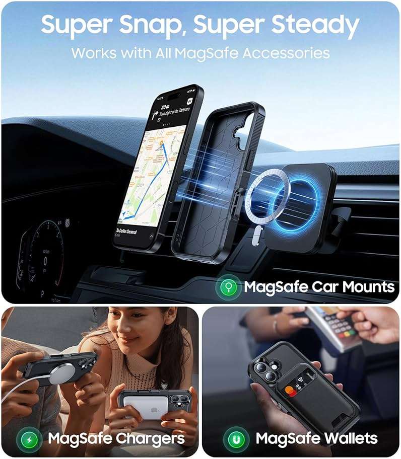 DEVISELOVE Magnetic for iPhone 17 Case Military-Grade Dual-Layer Shockproof, Heavy Duty Rugged Protection Phone Case [Fit for MagSafe] Anti-Fingerprint Anti-Scratch for iPhone17 Cover 6.3", Black - Image 6