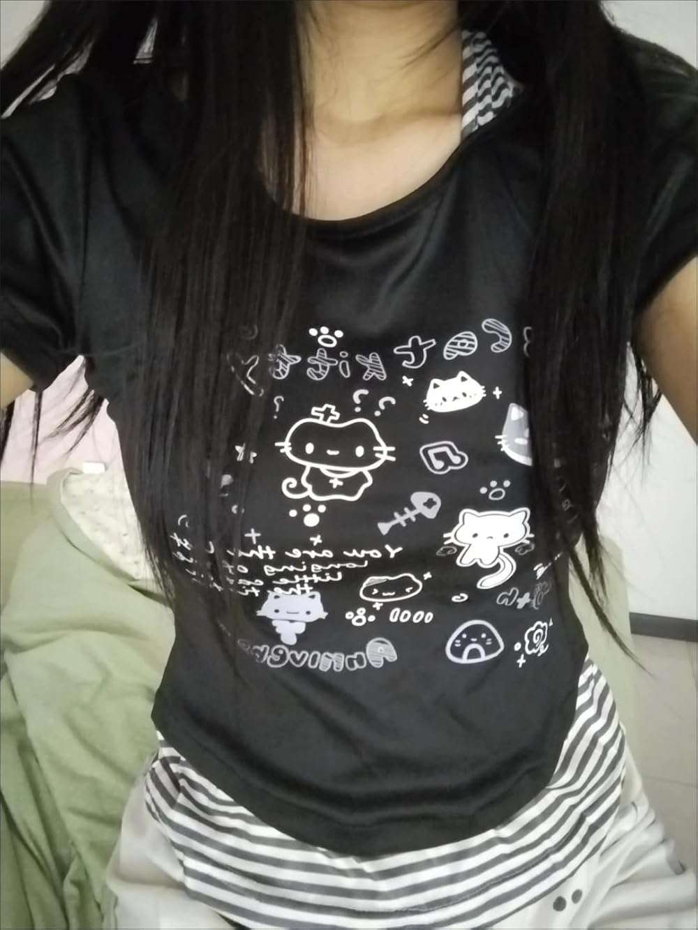 Kawaii Cutecore Harajuku Y2k 2000s Tops Summer Preppy Aesthetic Alt Goth Emo Short Sleeve Graphic Tees - Image 2