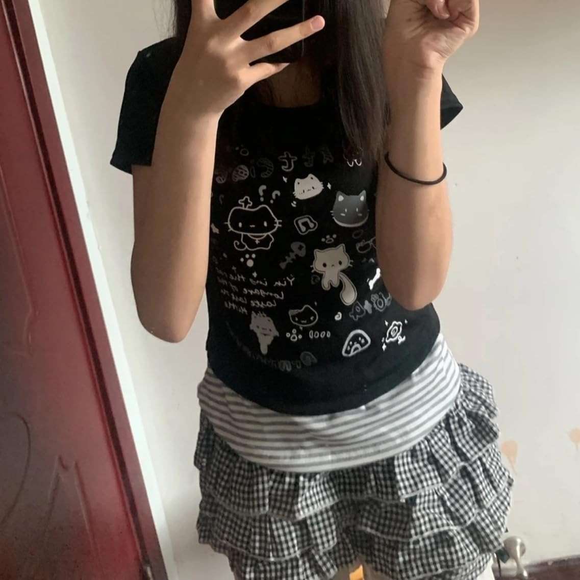 Kawaii Cutecore Harajuku Y2k 2000s Tops Summer Preppy Aesthetic Alt Goth Emo Short Sleeve Graphic Tees - Image 6