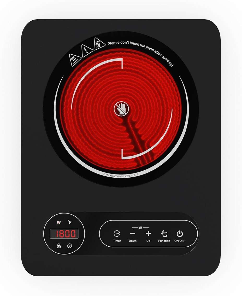 Nafewin Single Burner Electric Cooktop 1800W - 110V Electric Stove Top Burner Portable Stove with LED Touch Control 10 Power Level, Hot Plate with Child Safety Lock, Timer and Overheat protection - Image 1