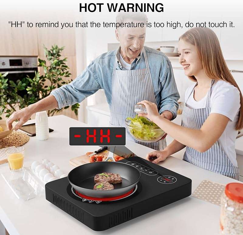Nafewin Single Burner Electric Cooktop 1800W - 110V Electric Stove Top Burner Portable Stove with LED Touch Control 10 Power Level, Hot Plate with Child Safety Lock, Timer and Overheat protection - Image 6