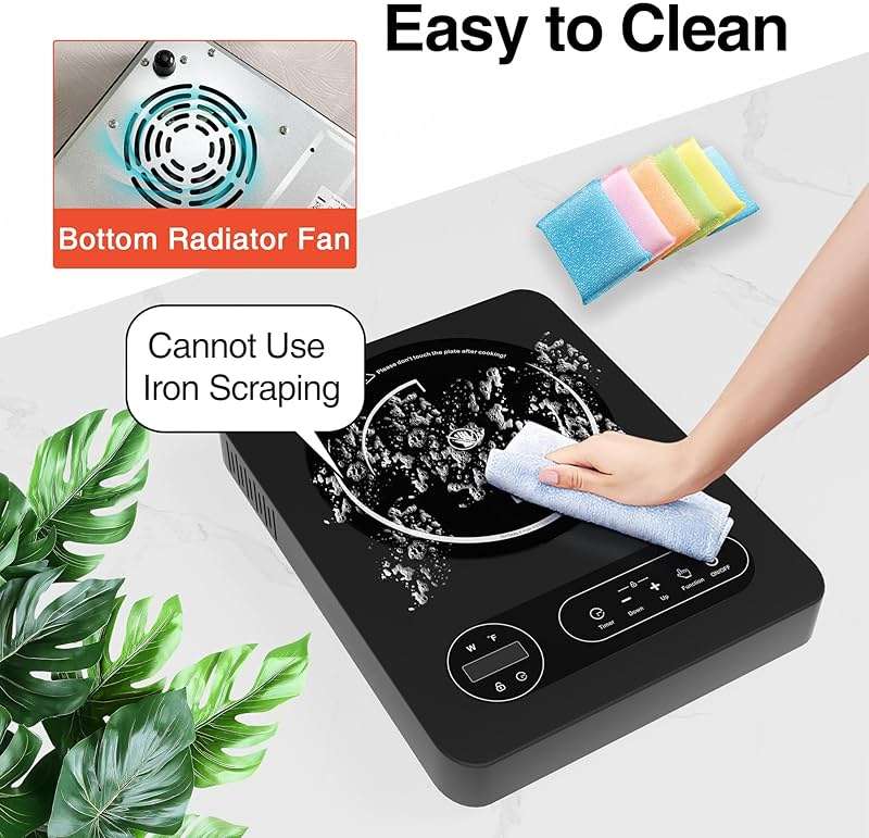 Nafewin Single Burner Electric Cooktop 1800W - 110V Electric Stove Top Burner Portable Stove with LED Touch Control 10 Power Level, Hot Plate with Child Safety Lock, Timer and Overheat protection - Image 8