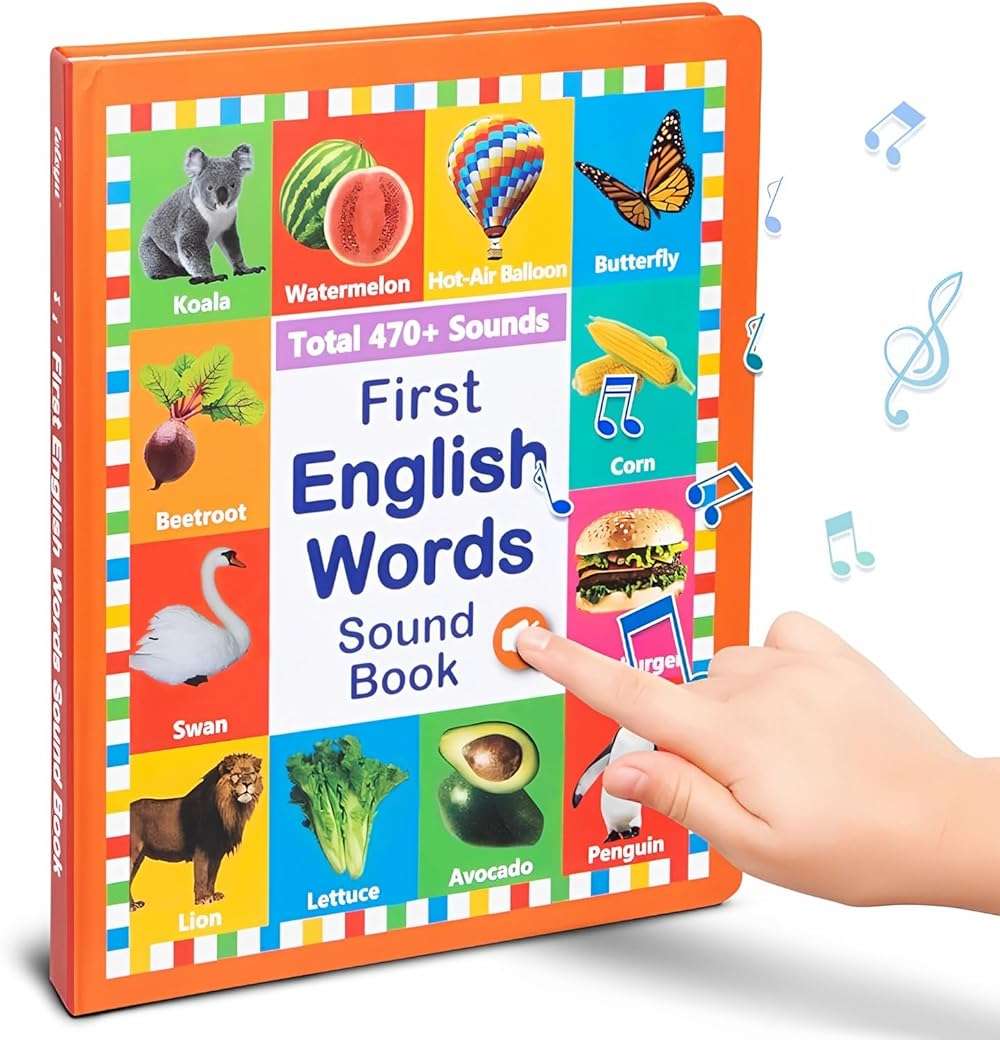 Arnbz My First English Words Sound Book Toy, English Learning Talking Book, 470+ Words, 21 Themes, Press to Learn Phonics, Interactive Educational Books for 2-5 Year Olds - Image 1