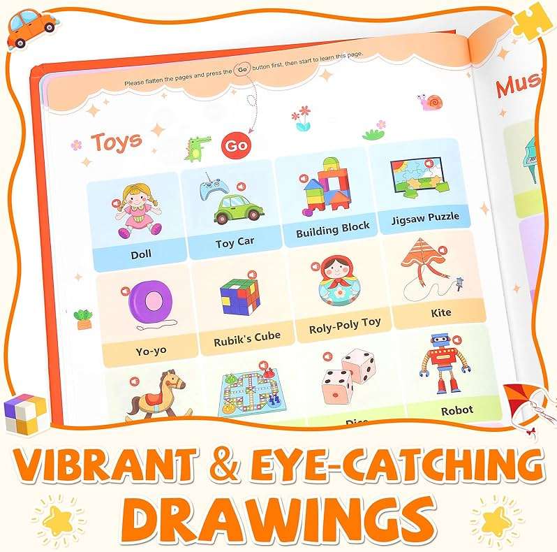 Arnbz My First English Words Sound Book Toy, English Learning Talking Book, 470+ Words, 21 Themes, Press to Learn Phonics, Interactive Educational Books for 2-5 Year Olds - Image 5