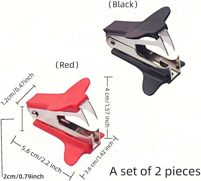 Staple Remover 2 Pack - Heavy Duty No Rip Design with Steel Teeth | Red & Black Set for Office, School, Bulletin Boards | Smooth Grip Puller - Image 2