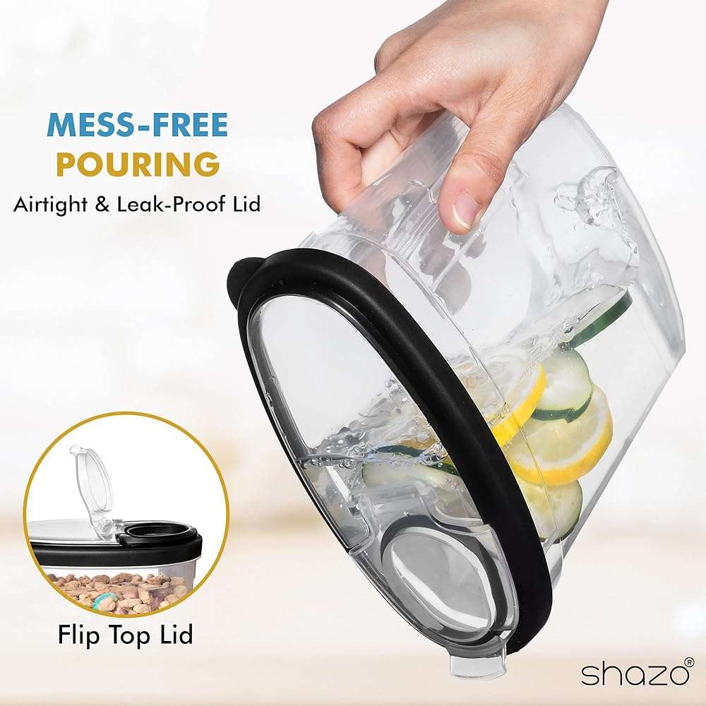 Shazo 3 PC Cereal Container Storage Set (5.2L, 2.8L, 1.2L) - Large Airtight Food Storage Containers with Flip-Top Lids, BPA-Free Plastic Cereal Dispenser for Pantry, Rice, Flour, Sugar & Pasta - Image 4