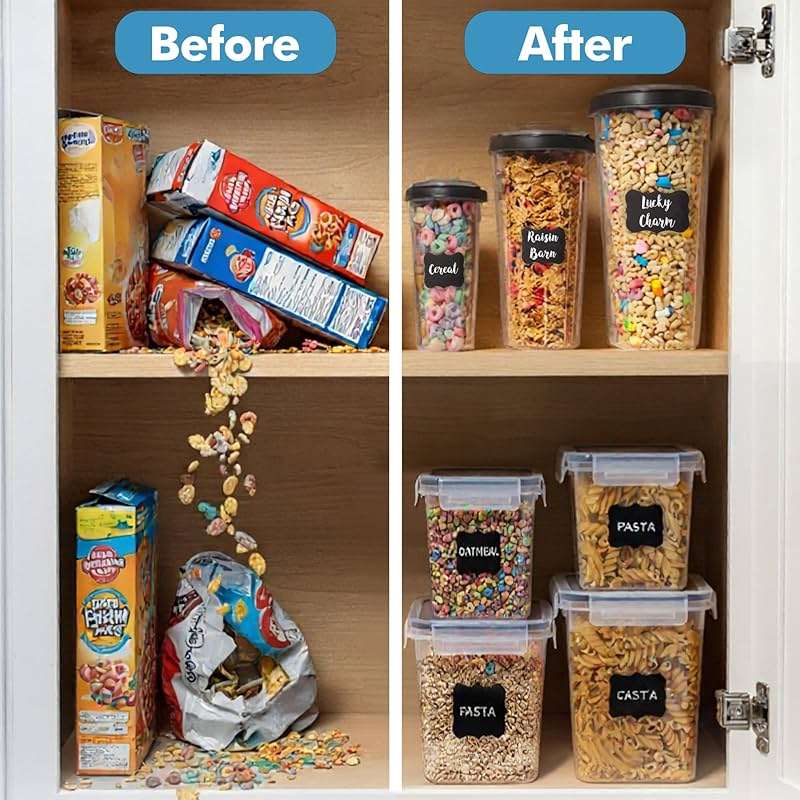 Shazo 3 PC Cereal Container Storage Set (5.2L, 2.8L, 1.2L) - Large Airtight Food Storage Containers with Flip-Top Lids, BPA-Free Plastic Cereal Dispenser for Pantry, Rice, Flour, Sugar & Pasta - Image 8