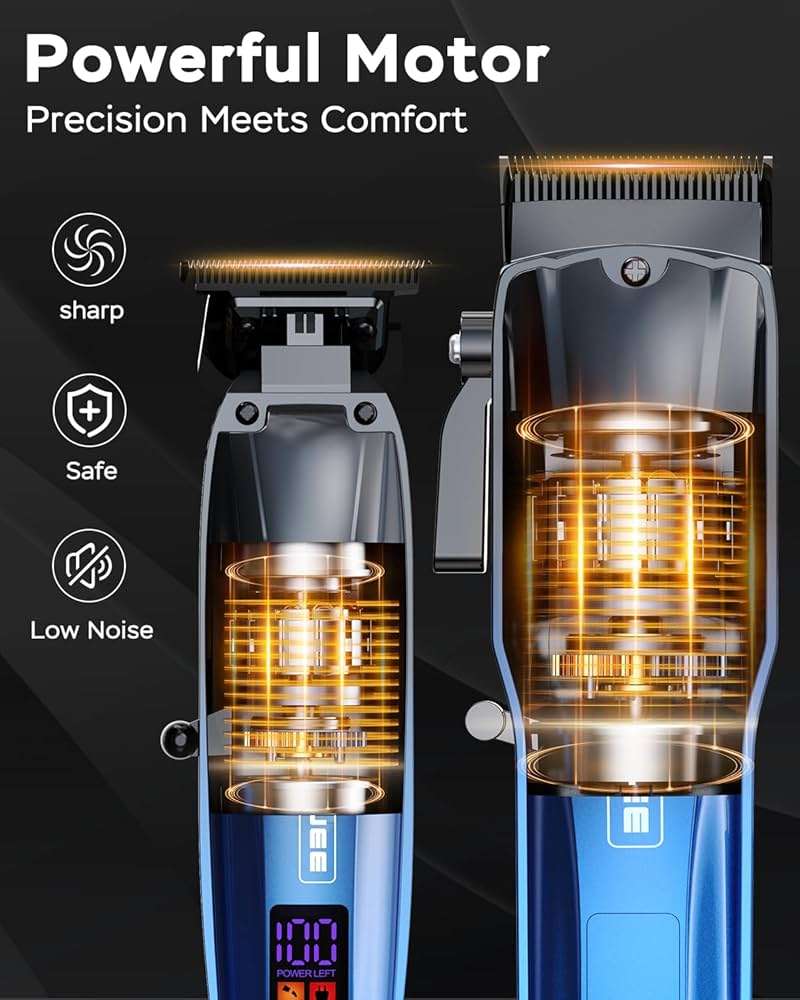 GinJee Professional Hair Clippers for Men Cordless & Corded - Rechargeable Barber Clipper & Trimmer Set with Fade Lever for Home Haircuts, Grooming Kit with Guide Combs, with Travel Case - Image 4