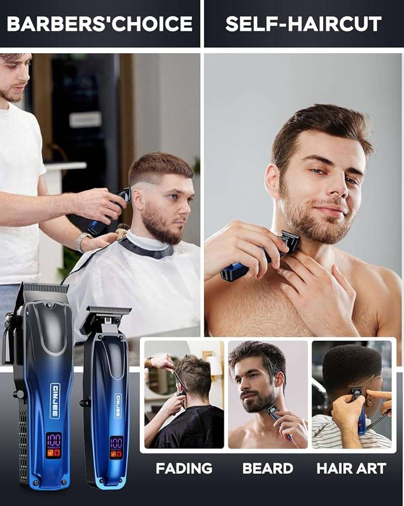 GinJee Professional Hair Clippers for Men Cordless & Corded - Rechargeable Barber Clipper & Trimmer Set with Fade Lever for Home Haircuts, Grooming Kit with Guide Combs, with Travel Case - Image 5