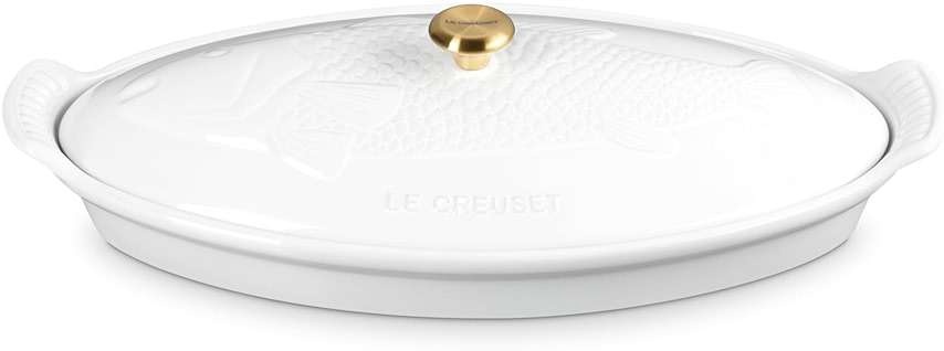 Le Creuset Stoneware Heritage Fish Baker, 1.7 qt., White - Image 1
