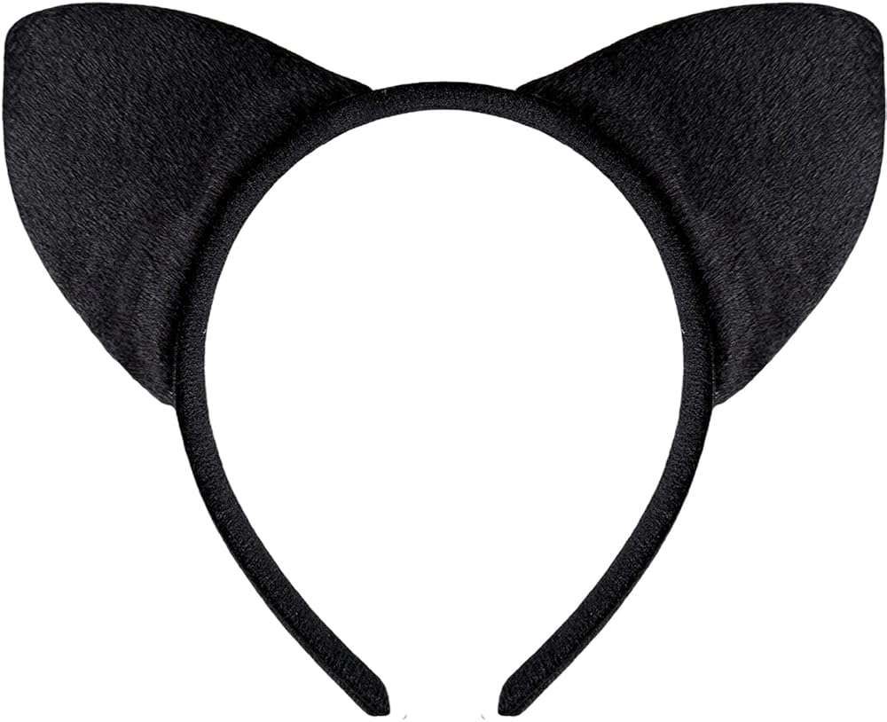 Jremreo Black Furry Cat Ears Headband Accessories for Women – Soft Plush Kitty Costume Hair Hoop for Halloween, Cosplay, Dress-Up, and Cat Outfit Parties - Image 1