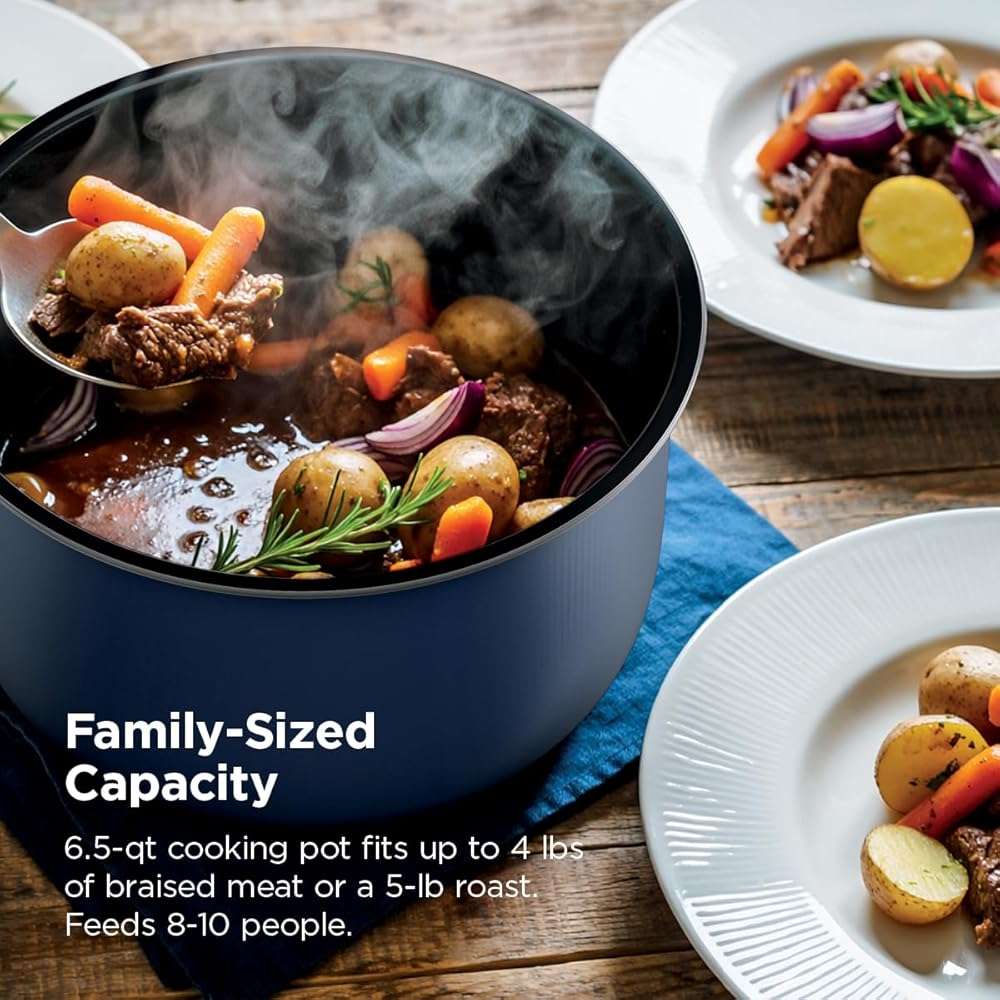 Ninja HyperHeat 9-in-1 Electric Pressure Cooker | 6.5 Qt Multi Cooker with Sear/Sauté, Slow Cooker, Rice Cooker, Sous Vide | 1200W | Fast Cooking, PFAS-Free Pot | Blue Macaron | PC201 - Image 8