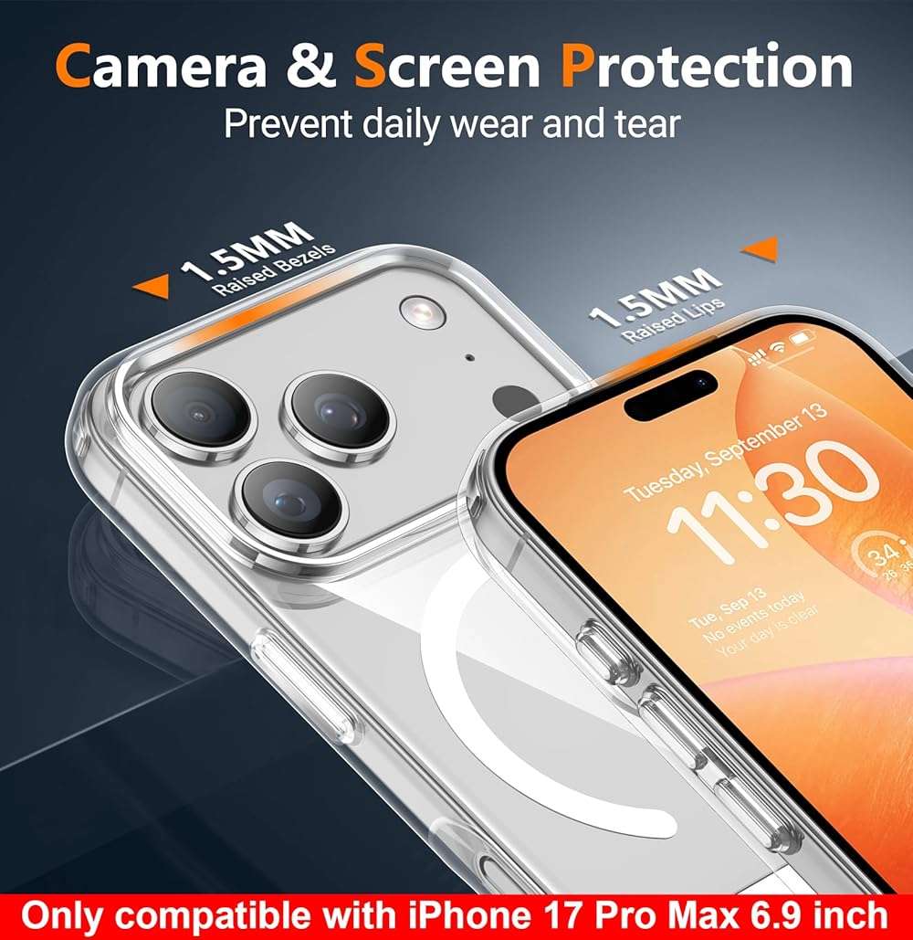 SPIDERCASE Magnetic for iPhone 17 Pro Max Case,with [3 Stand Ways] [Military Grade Drop Protection] with Invisible Stand Shockproof Slim Case for iPhone 17 Pro Max 6.9 inch,Clear - Image 6