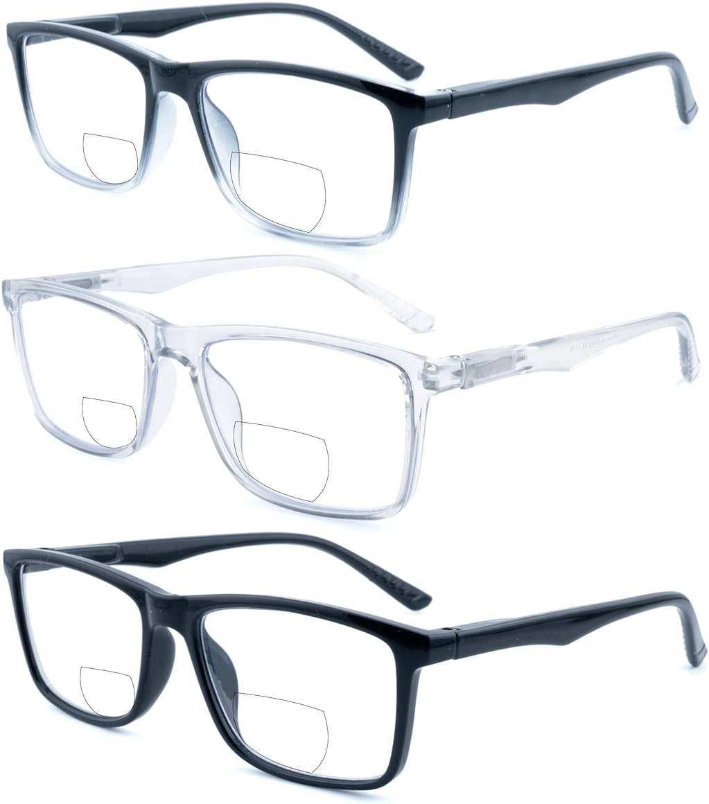 Ryegis Bifocal Reading Glasses,Classic Square Men Readers,Lightweight Cheaters Glasses Comfortable Spring Hinges 1.25 - Image 1