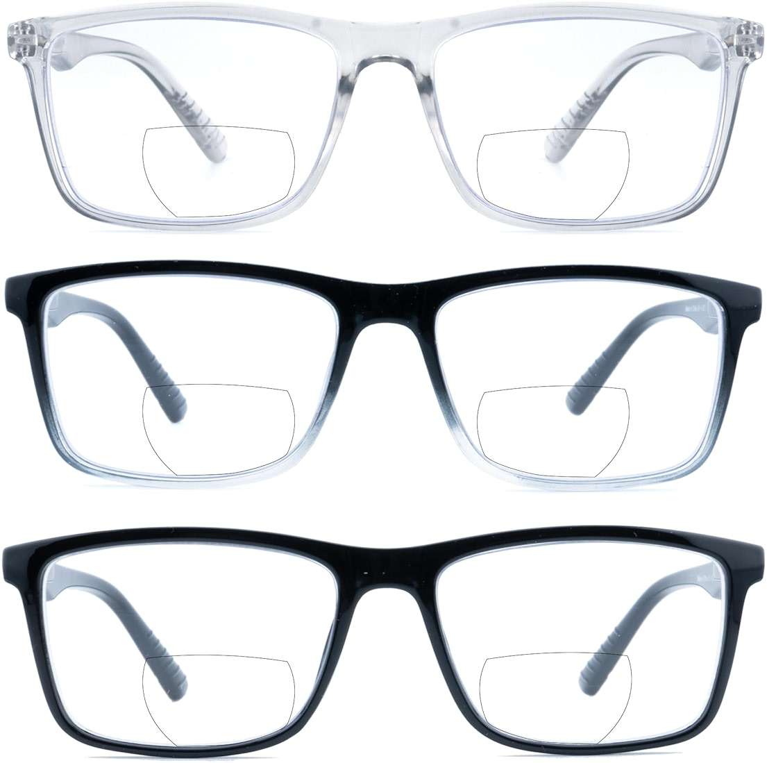 Ryegis Bifocal Reading Glasses,Classic Square Men Readers,Lightweight Cheaters Glasses Comfortable Spring Hinges 1.25 - Image 2