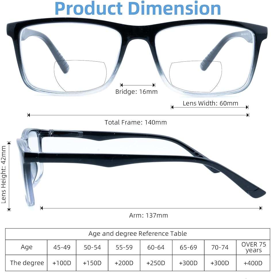 Ryegis Bifocal Reading Glasses,Classic Square Men Readers,Lightweight Cheaters Glasses Comfortable Spring Hinges 1.25 - Image 3