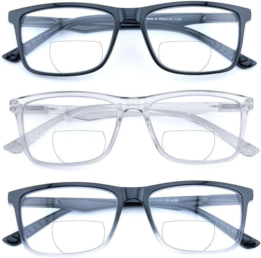 Ryegis Bifocal Reading Glasses,Classic Square Men Readers,Lightweight Cheaters Glasses Comfortable Spring Hinges 1.25 - Image 7