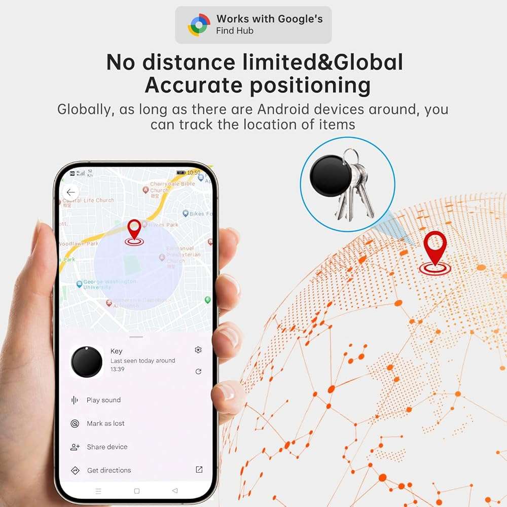 JNLIK Air Tracker Tag for Android(Android Only ) IP65 Waterproof Smart Tag & Item Finder | Ultra-Long Battery | Works with Google Find My Device | Find Keys/Wallet/Car (2026 new Model) - Image 4
