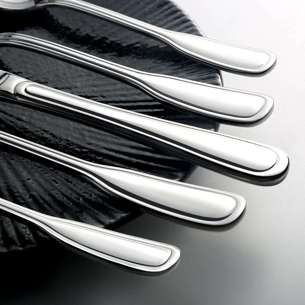 Silverware Set for 8, 40 Piece Boston Style Stainless Steel Flatware Set with Wide Handles - Mirror Polished Cutlery Set, Heavy Duty Forks Spoons Knives,Dishwasher Safe - Image 4